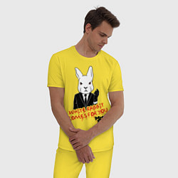 Пижама хлопковая мужская Misfits: White rabbit, цвет: желтый — фото 2