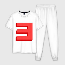 Пижама хлопковая мужская Eminem: Big E, цвет: белый