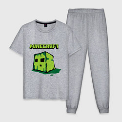 Пижама хлопковая мужская Minecraft Creeper, цвет: меланж