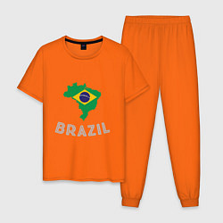 Пижама хлопковая мужская Brazil Country, цвет: оранжевый