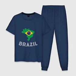 Пижама хлопковая мужская Brazil Country, цвет: тёмно-синий