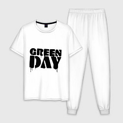 Пижама хлопковая мужская Greeen Day: spray style, цвет: белый
