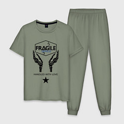 Пижама хлопковая мужская Fragile Express, цвет: авокадо