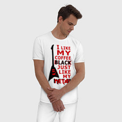 Пижама хлопковая мужская Mindless Self Indulgence - Coffee black, цвет: белый — фото 2