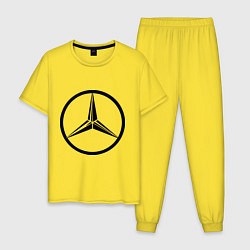 Пижама хлопковая мужская Mercedes-Benz logo цвета желтый — фото 1