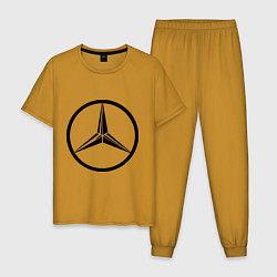 Пижама хлопковая мужская Mercedes-Benz logo, цвет: горчичный