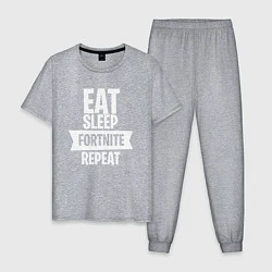 Пижама хлопковая мужская Eat Sleep Fortnite Repeat, цвет: меланж
