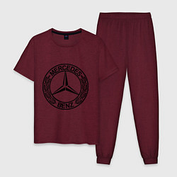 Пижама хлопковая мужская Mercedes-Benz, цвет: меланж-бордовый