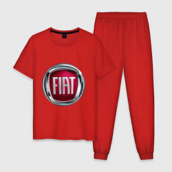 Пижама хлопковая мужская FIAT logo, цвет: красный