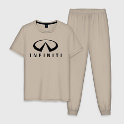 Пижама хлопковая мужская Infiniti logo, цвет: миндальный