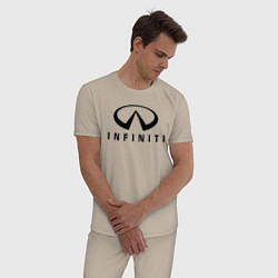 Пижама хлопковая мужская Infiniti logo, цвет: миндальный — фото 2