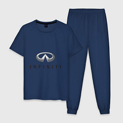 Пижама хлопковая мужская Logo Infiniti, цвет: тёмно-синий
