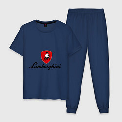 Пижама хлопковая мужская Logo lamborghini, цвет: тёмно-синий