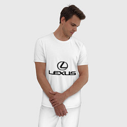 Пижама хлопковая мужская Lexus logo, цвет: белый — фото 2