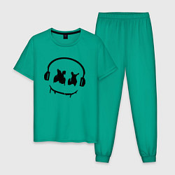 Пижама хлопковая мужская Marshmello Music, цвет: зеленый