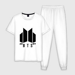 Пижама хлопковая мужская BTS ARMY, цвет: белый