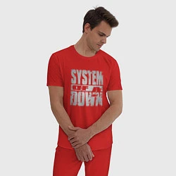 Пижама хлопковая мужская System of a Down, цвет: красный — фото 2