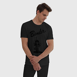 Пижама хлопковая мужская Bender monochrome, цвет: черный — фото 2