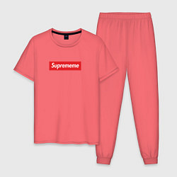 Пижама хлопковая мужская Suprememe, цвет: коралловый