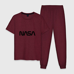 Пижама хлопковая мужская NASA цвета меланж-бордовый — фото 1