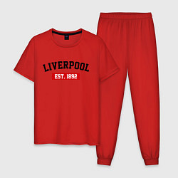 Пижама хлопковая мужская FC Liverpool Est. 1892, цвет: красный