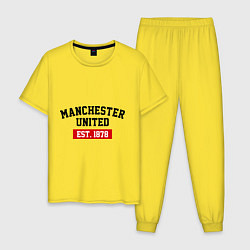 Пижама хлопковая мужская FC Manchester United Est. 1878, цвет: желтый