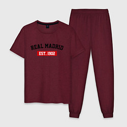 Пижама хлопковая мужская FC Real Madrid Est. 1902, цвет: меланж-бордовый