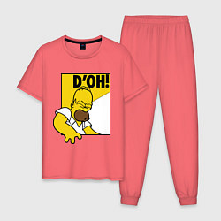 Пижама хлопковая мужская Homer D'OH!, цвет: коралловый
