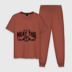 Пижама хлопковая мужская Muay thai boxing цвета кирпичный — фото 1