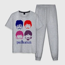 Пижама хлопковая мужская The Beatles faces, цвет: меланж
