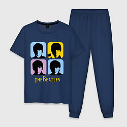 Пижама хлопковая мужская The Beatles: pop-art, цвет: тёмно-синий