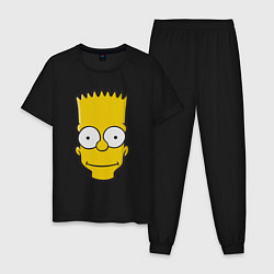 Пижама хлопковая мужская Довольный Барт, цвет: черный