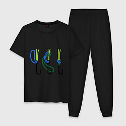 Пижама хлопковая мужская Рыболовный узел, цвет: черный