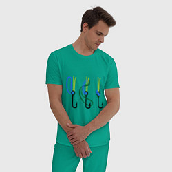 Пижама хлопковая мужская Рыболовный узел, цвет: зеленый — фото 2