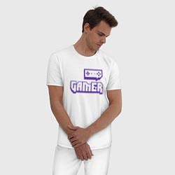 Пижама хлопковая мужская Twitch Gamer, цвет: белый — фото 2