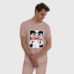 Пижама хлопковая мужская Waifu Material, цвет: пыльно-розовый — фото 2