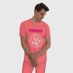Пижама хлопковая мужская Ramones Boyband, цвет: коралловый — фото 2