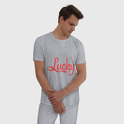 Пижама хлопковая мужская Lucky logo, цвет: меланж — фото 2