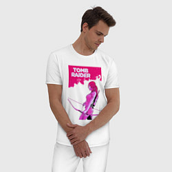 Пижама хлопковая мужская Tomb Raider: Pink Style, цвет: белый — фото 2