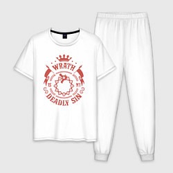 Пижама хлопковая мужская Wrath: Deadly Sin, цвет: белый