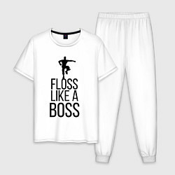 Пижама хлопковая мужская Floss like a boss, цвет: белый