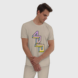 Пижама хлопковая мужская 420 Geometry, цвет: миндальный — фото 2