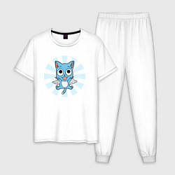 Пижама хлопковая мужская Happy Kitty, цвет: белый