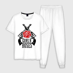 Пижама хлопковая мужская Guns n Roses: guns, цвет: белый