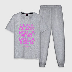 Пижама хлопковая мужская Click Clack Black Pink, цвет: меланж