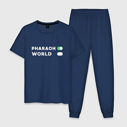 Пижама хлопковая мужская Pharaon On, World Off, цвет: тёмно-синий