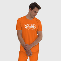 Пижама хлопковая мужская Ghostemane цвета оранжевый — фото 2