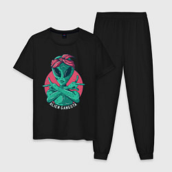 Пижама хлопковая мужская Alien Gangster, цвет: черный