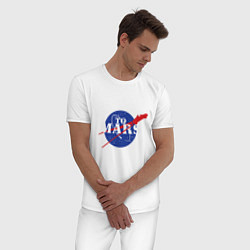 Пижама хлопковая мужская На Марс цвета белый — фото 2
