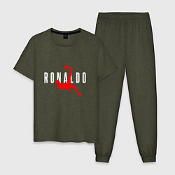 Пижама хлопковая мужская Ronaldo Trick цвета меланж-хаки — фото 1